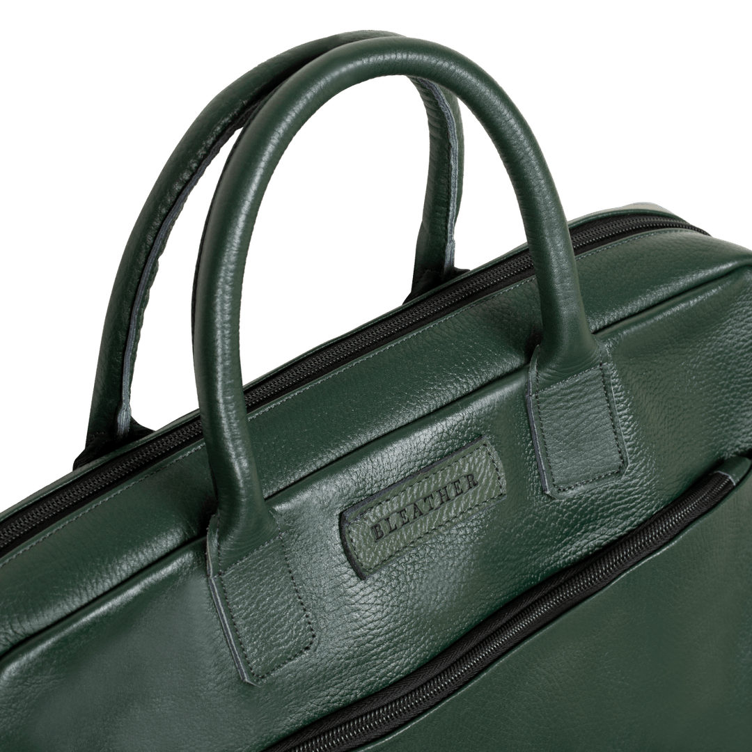 Prestige: Cartable Ordinateur - Cuir Vert - Bleather Maroc