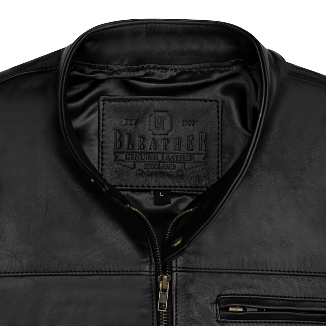 Racer: Jacket Hommes - Cuir Noir - Bleather Maroc