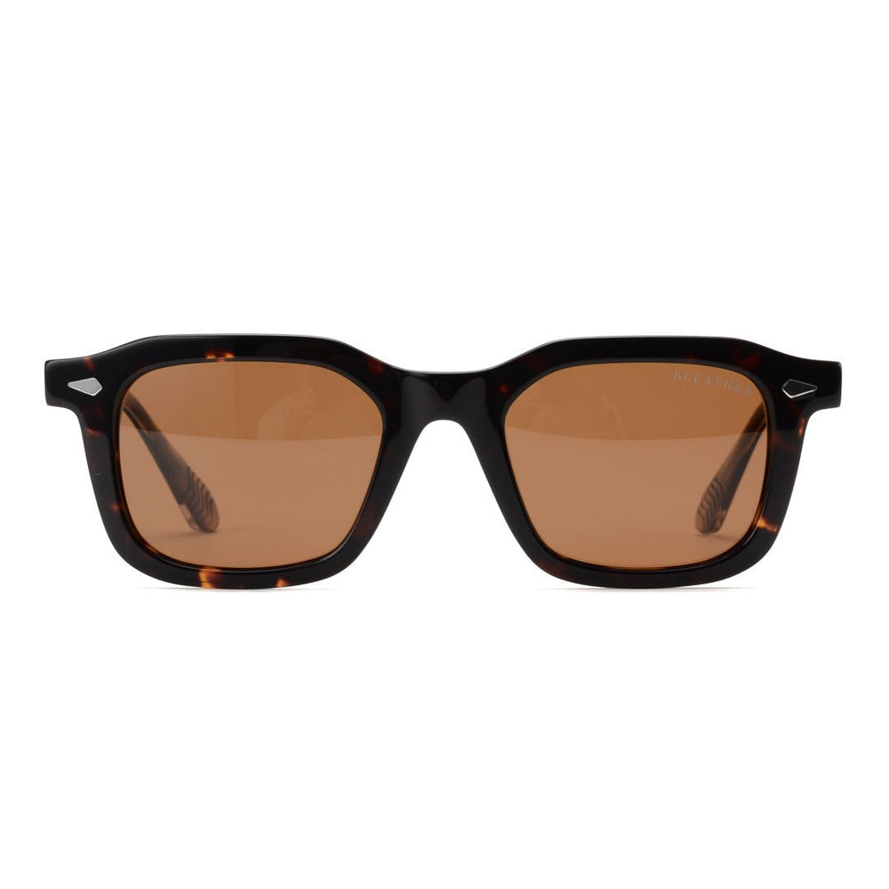 Raven: Lunettes de soleil de luxe Marron - Bleather Maroc