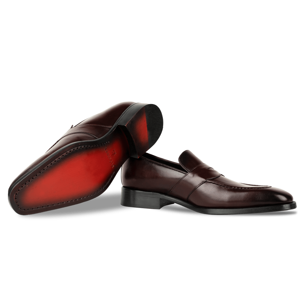 River: Mocassin Homme - Cuir Bordeaux - Bleather Maroc