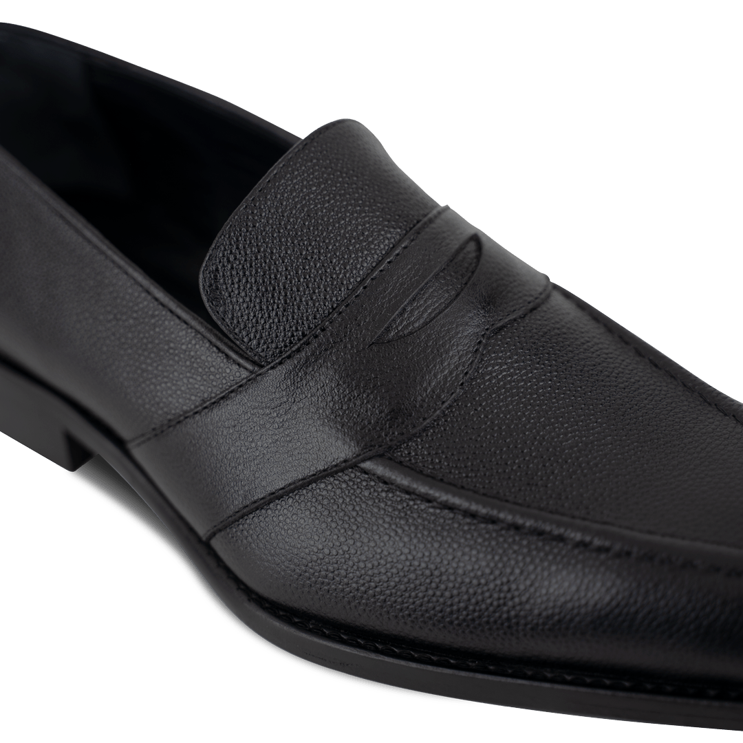 River: Mocassin Homme - Cuir Noir - Bleather Maroc