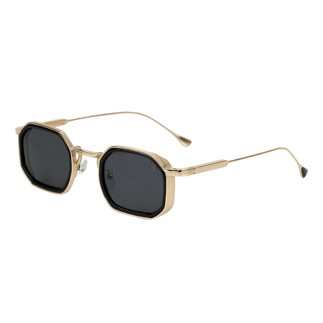 Riveria: Lunettes de soleil de luxe Noir Gold - Bleather Maroc