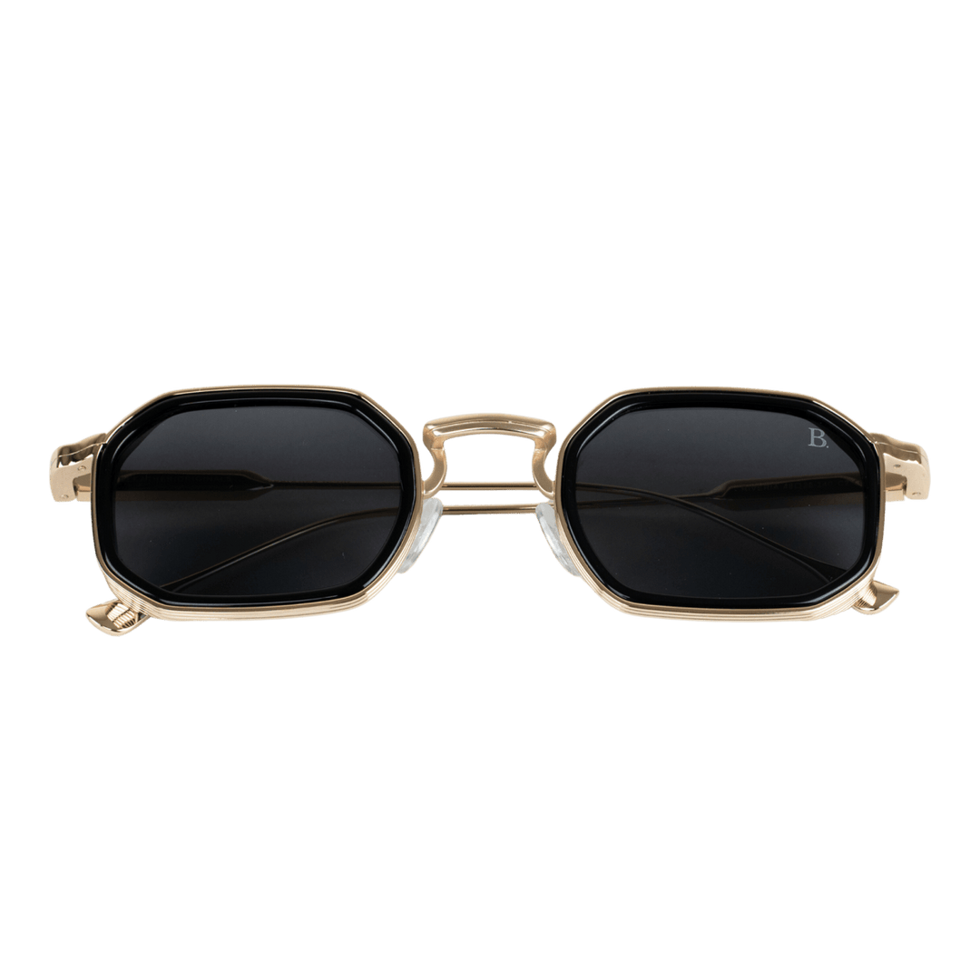 Riveria: Lunettes de soleil de luxe Noir Gold - Bleather Maroc