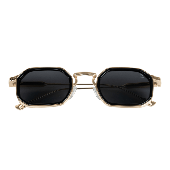 Riveria: Lunettes de soleil de luxe Noir Gold - Bleather Maroc