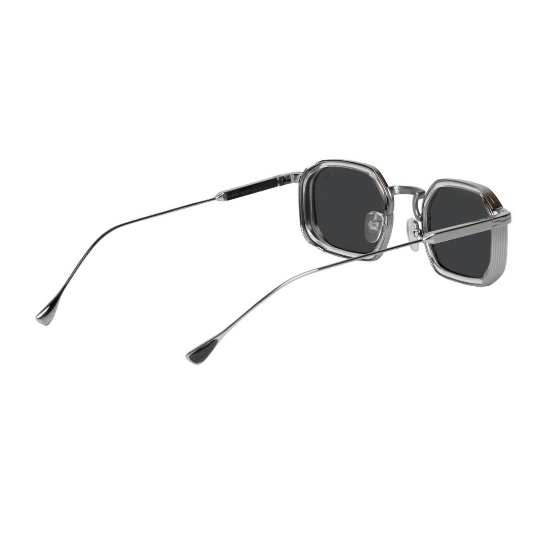 Riveria: Lunettes de soleil de luxe Noir Silver - Bleather Maroc