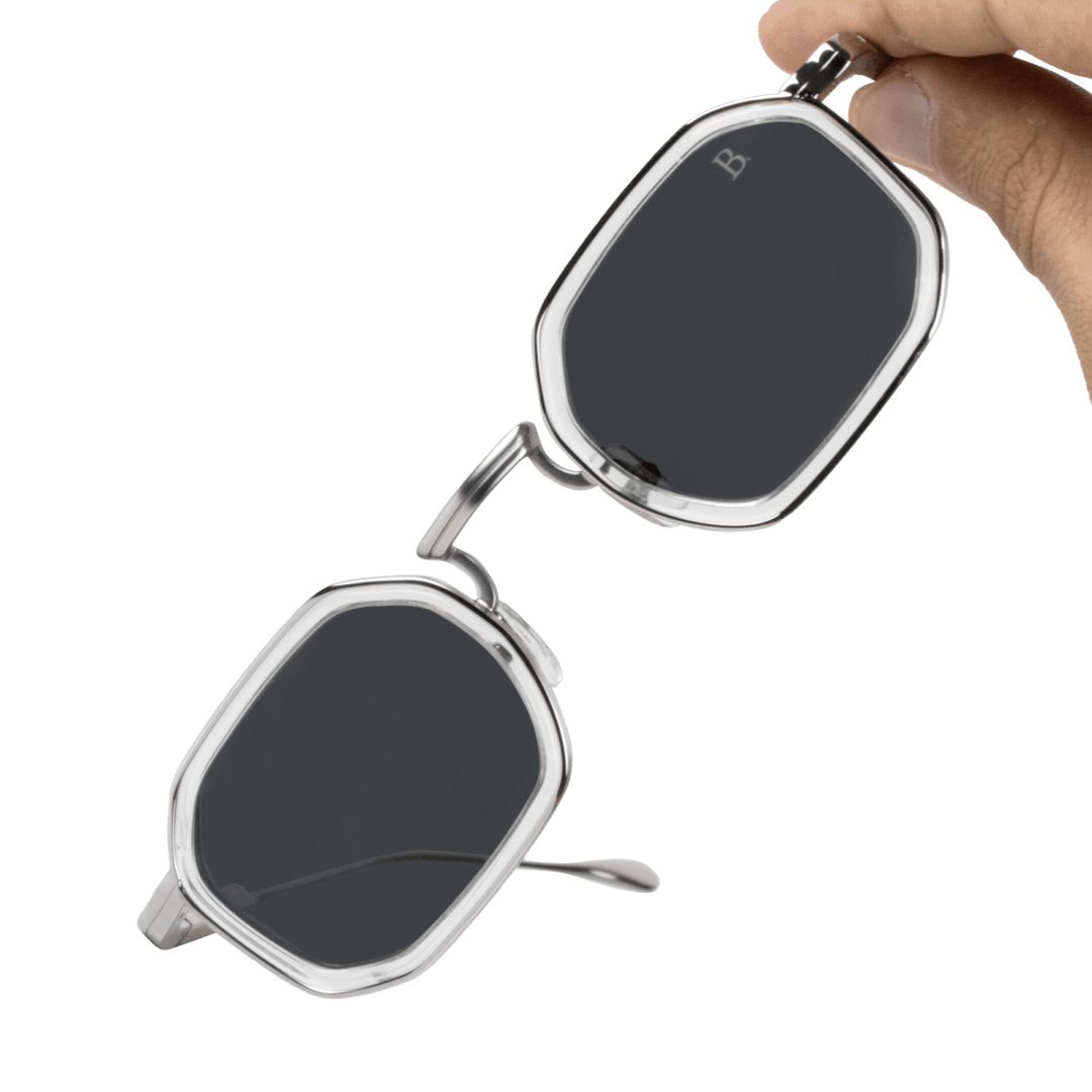 Riveria: Lunettes de soleil de luxe Noir Silver - Bleather Maroc