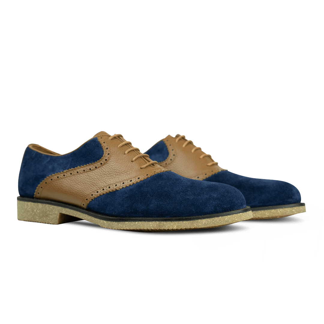 Russel: Derby Homme - Daim Bleu - Bleather Maroc