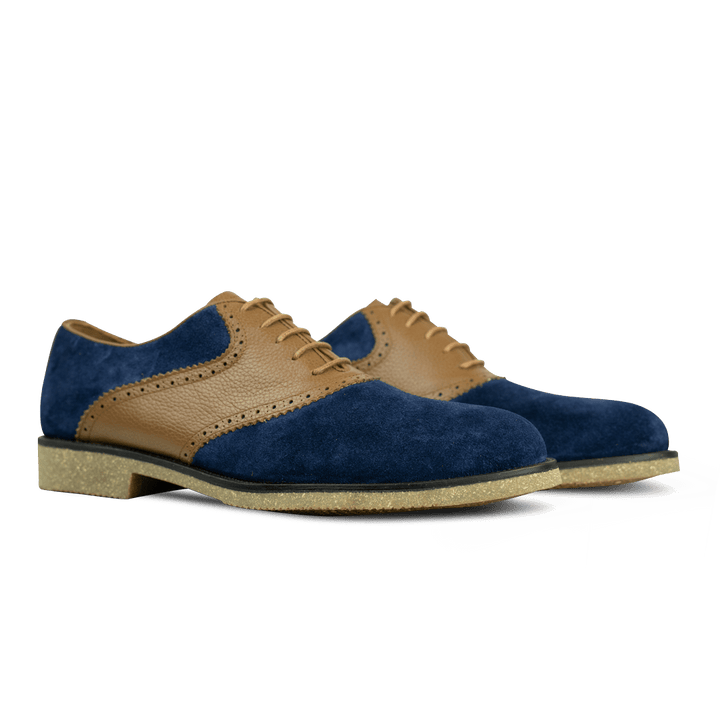 Russel: Derby Homme - Daim Bleu - Bleather Maroc