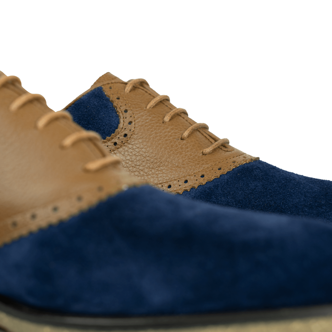 Russel: Derby Homme - Daim Bleu - Bleather Maroc