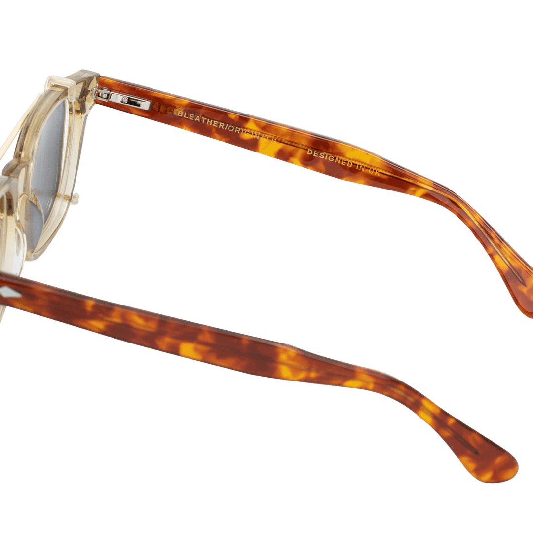 Shield: Lunettes à clips de luxe Havane Clair - Bleather Maroc