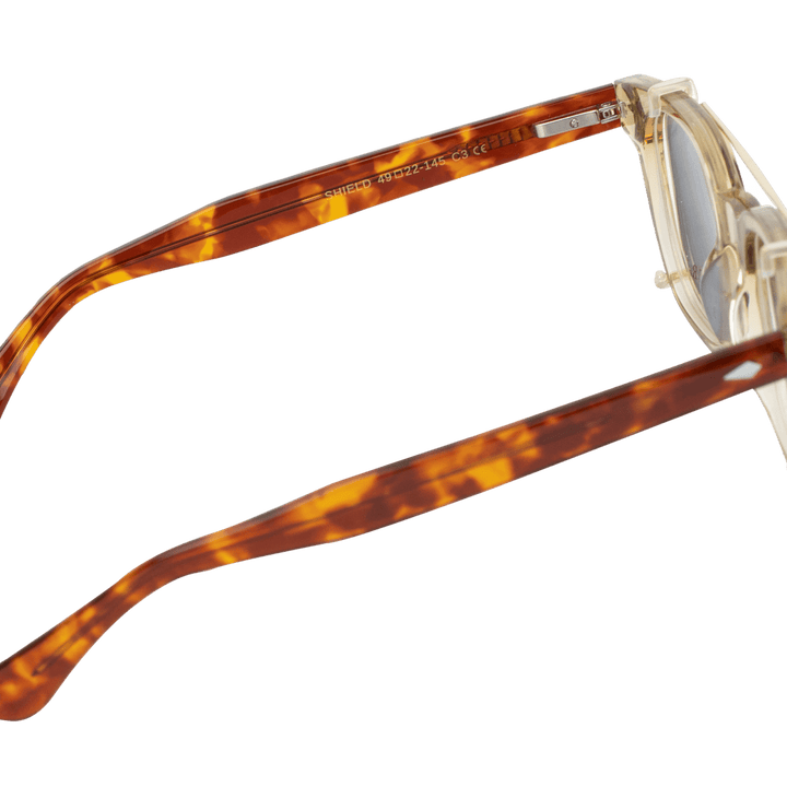 Shield: Lunettes à clips de luxe Havane Clair - Bleather Maroc