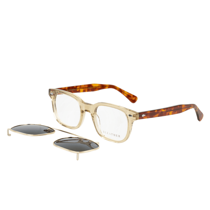 Shield: Lunettes à clips de luxe Havane Clair - Bleather Maroc