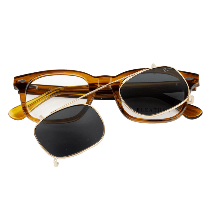 Shield: Lunettes à clips de luxe Marron - Bleather Maroc