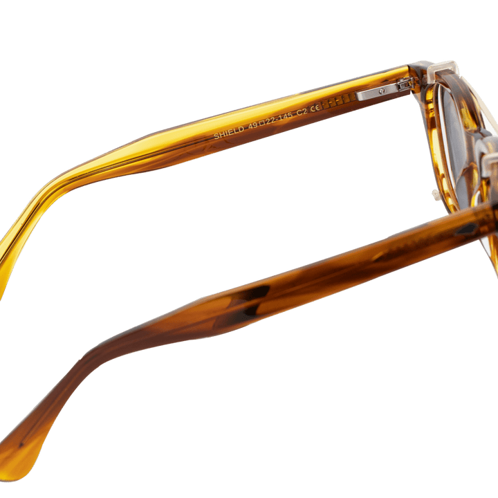 Shield: Lunettes à clips de luxe Marron - Bleather Maroc