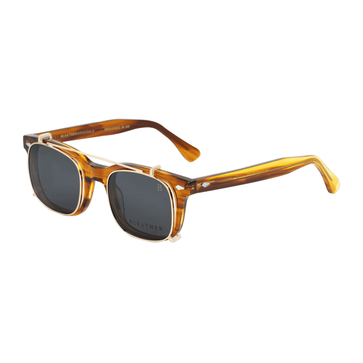 Shield: Lunettes à clips de luxe Marron - Bleather Maroc