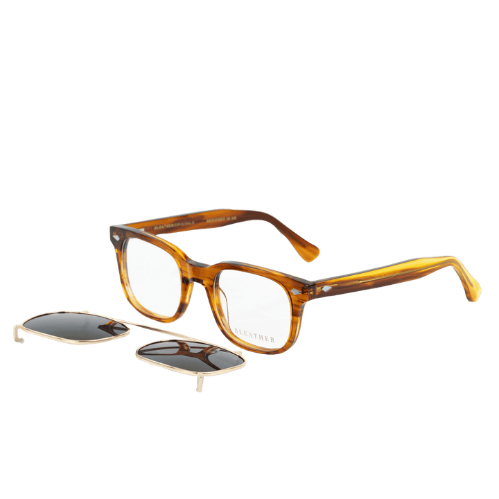 Shield: Lunettes à clips de luxe Marron - Bleather Maroc