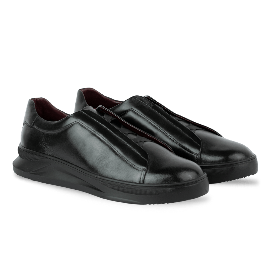 Skiller: Sneakers Homme - Cuir Noir - Bleather Maroc