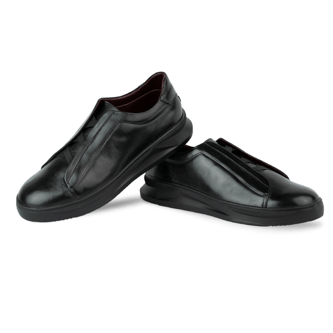 Skiller: Sneakers Homme - Cuir Noir - Bleather Maroc