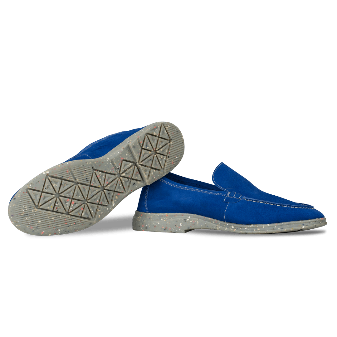 Stewart: Mocassin Homme - Daim Bleu - Bleather Maroc