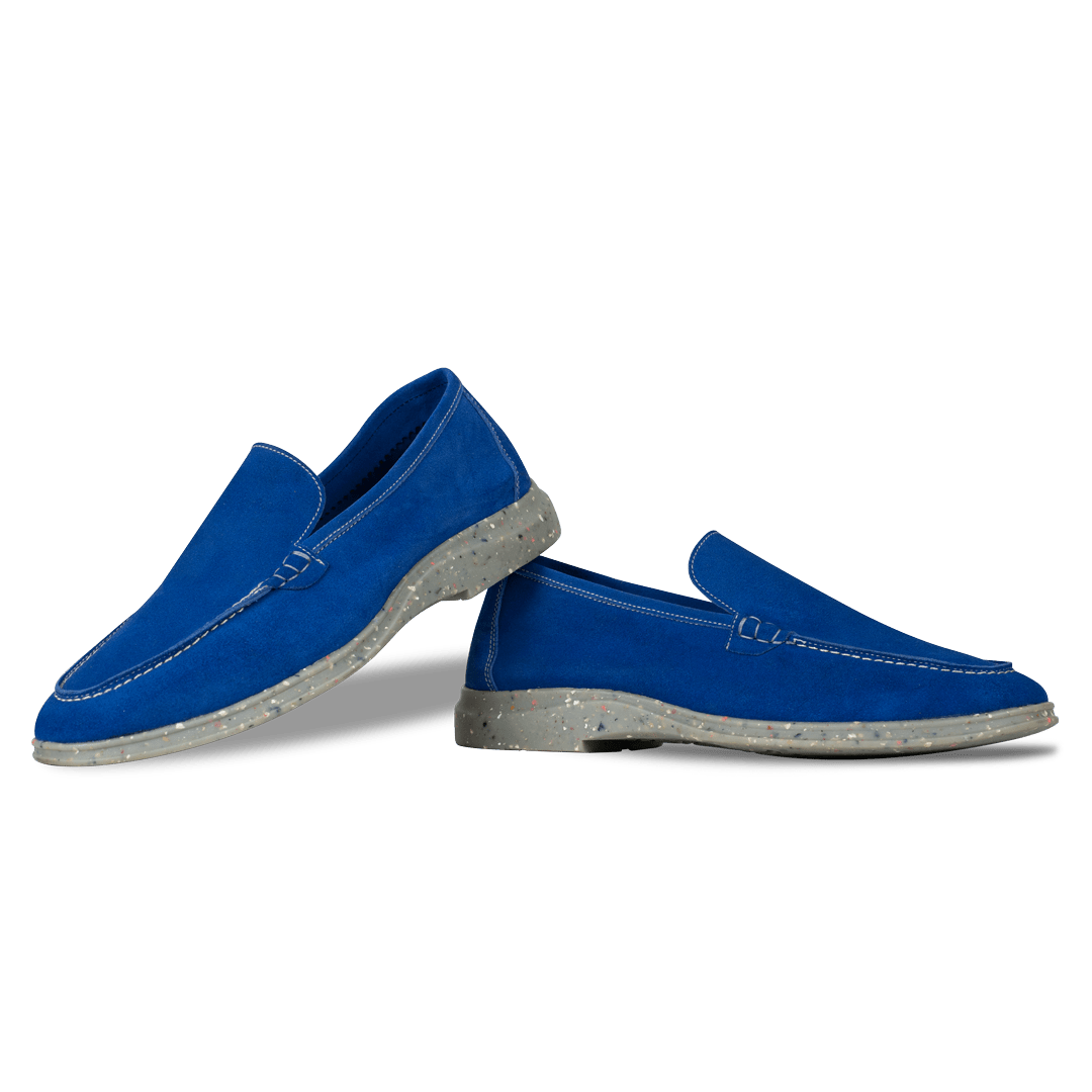 Stewart: Mocassin Homme - Daim Bleu - Bleather Maroc