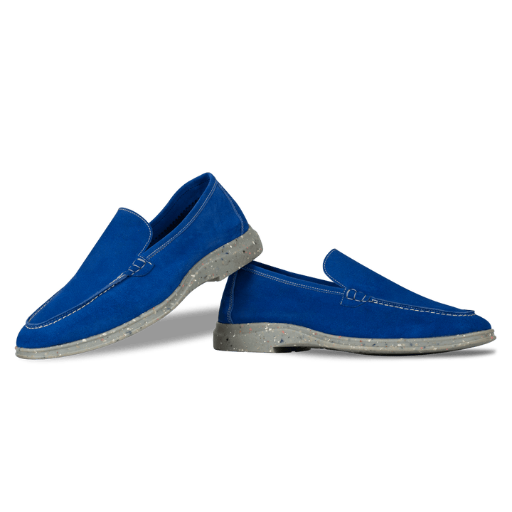 Stewart: Mocassin Homme - Daim Bleu - Bleather Maroc