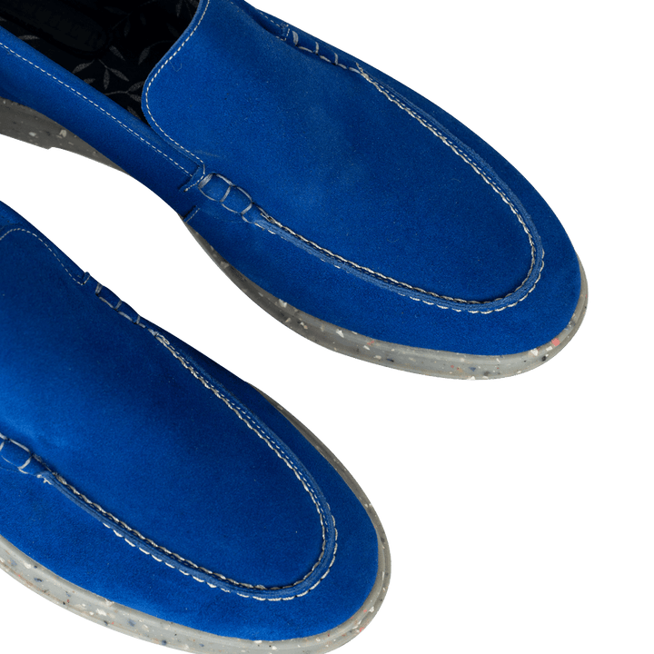 Stewart: Mocassin Homme - Daim Bleu - Bleather Maroc