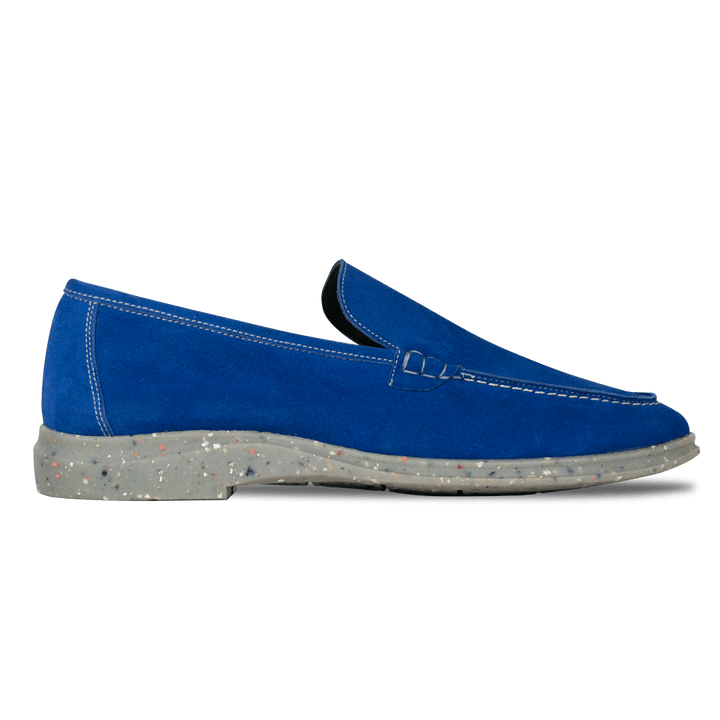 Stewart: Mocassin Homme - Daim Bleu - Bleather Maroc