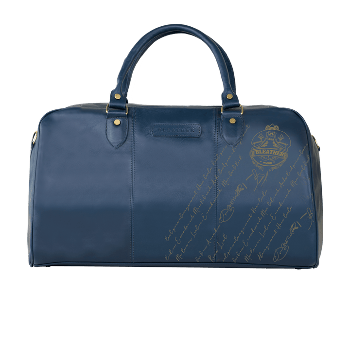 TheAristocrat: Sac de Voyage - Cuir Bleu Gravé - Bleather Maroc