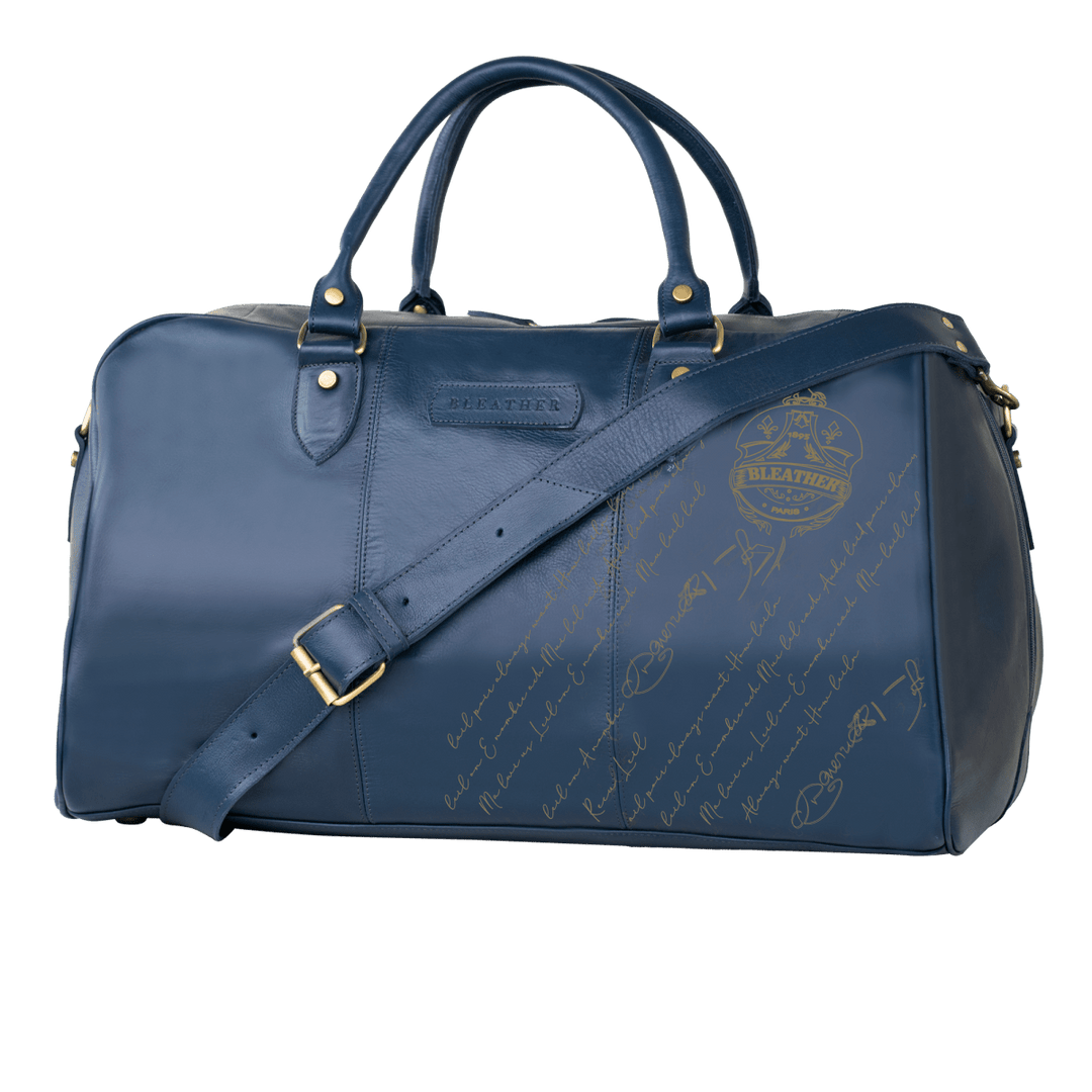 TheAristocrat: Sac de Voyage - Cuir Bleu Gravé - Bleather Maroc