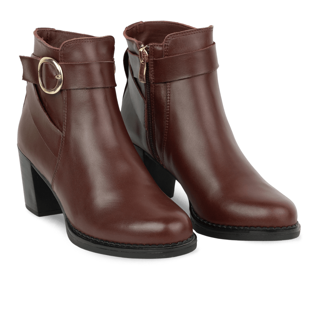 Victoria: Bottines à talons Femme - Cuir Bordeaux - Bleather Maroc