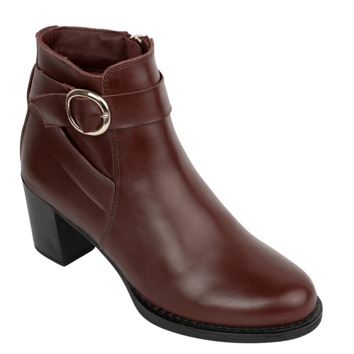 Victoria: Bottines à talons Femme - Cuir Bordeaux - Bleather Maroc