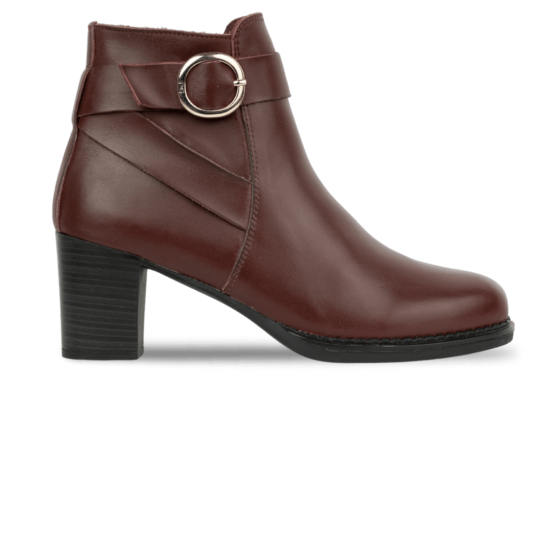 Victoria: Bottines à talons Femme - Cuir Bordeaux - Bleather Maroc