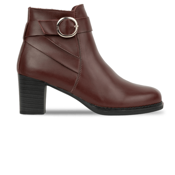 Victoria: Bottines à talons Femme - Cuir Bordeaux