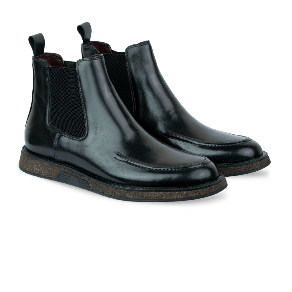 Winter: Chelsea Boots Homme - Cuir Noir - Bleather Maroc