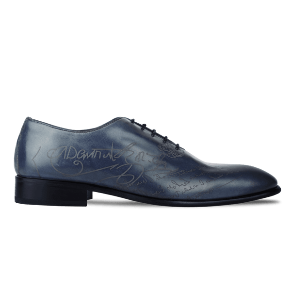 Landon: Richelieu Homme - Cuir Bleu gravé